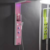 Colonne de douche de salle de bain noire intelligente, lumière led, panneau de douche de massage en cascade avec douchette