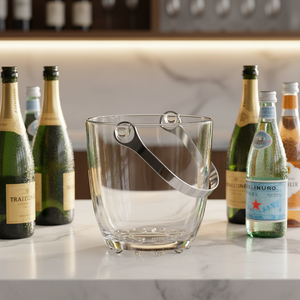 Seau à glace de <span class=keywords><strong>camping</strong></span> de style américain en cristal sans plomb de 1 L avec poignée en acier inoxydable, modèle ALP OCEAN BT006 avec logo - Product Image 1