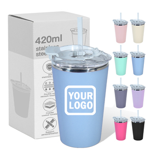 14oz Kids Tumbler Stainless Steel Double Wall Insulated Mug Milk <strong>Cup</strong> for Children Family Drinking Mug - Product Image 4