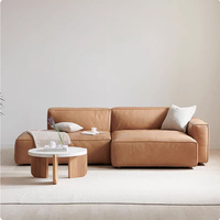 Canapé de luxe en cuir pleine fleur huilé et ciré, canapé modulaire italien minimaliste en forme de bloc de tofu, sièges en cuir premium pour projets