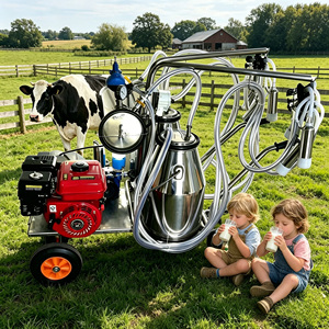 Machine à traire les vaches mobile, double alimentation essence <span class=keywords><strong>et</strong></span> électrique, avec seau en acier inoxydable 304 pour ferme laitière - Product Image 2
