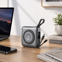 Chargeur de voyage tout-en-un, batterie externe 10000 mAh avec câble intégré, charge sans fil 15 W et adaptateur de prise internationale