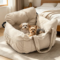 Coussin de siège de voiture pour animaux de compagnie, chien, chat, beige, en velours côtelé, rectangulaire, doux, lavable, portable, sécurisé
