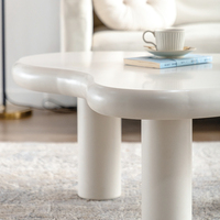 Table basse en bois de style minimaliste nordique, crème, en forme de nuage, design moderne et luxueux pour salon