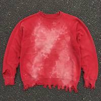 Sweat-shirt à col ras du cou zippé pour homme, délavé dégradé personnalisé, style streetwear rétro vieilli, col côtelé, en coton, vente en gros