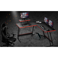 Bureau d'ordinateur de jeu RGB en bois pliable en forme de L, moderne et personnalisé, pour l'étude, l'écriture, le coin de travail à domicile, table pour ordinateur portable, montage facile