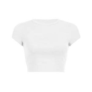 Venta al por mayor recortada de algodón Crop Women's T-shirts Workout Ladies Plain transpirable Crop Top camiseta - Product Image 4