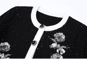 AIMEISI Trendy <strong>Sequins</strong> Embroidery Cardigan Pencil Skirt <strong>Two</strong> <strong>Piece</strong> Women Knitting <strong>Set</strong> Elegant Women's <strong>Set</strong> - Product Image 2
