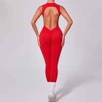 Combinaison de yoga sans manches et dos nu, style européen et américain, avec coussinets de poitrine amovibles, pour le fitness et le sport, couleur pêche, 1210