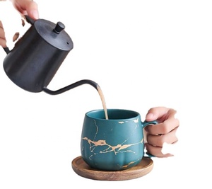 Wholesale Private Label 400ML 500ml Gold Printing Marble Texture Style Lovers <b>Cup</b> <b>Ceramic</b> Coffee Mugs for Gift - Product Image 2