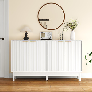 Credenza Buffet 55 Pollici con Ante Scanalate, Ripiani Regolabili, Mobile Moderno in Legno, Credenza Bar Caffè con Maniglia a Bordo - Product Image 1