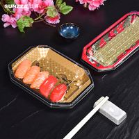 Sunzza motif luxe jetable en plastique couvercle antibuée tianmin sushi boîte d'emballage conteneur pour restaurant japonais