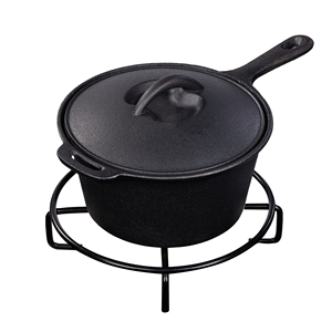 <span class=keywords><strong>Set</strong></span> di Pentole in Ghisa Pretrattata per Campeggio con Scatola in Legno, Ideale per Cucina all'Aperto - Product Image 4