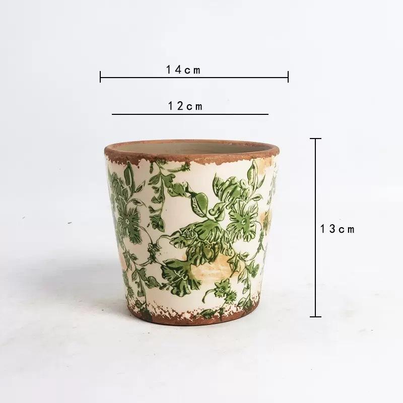 Green flowers 14*13cm flowerpot with holes
