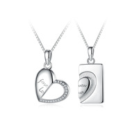 Collier avec pendentif en forme de deux cœurs entrelacés en argent 925 hypoallergénique |   Pendentif Romantique « Amour Éternel » avec Chaîne pour