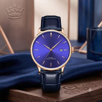 Montre à quartz étanche de qualité supérieure, design de luxe, affichage de la date, bracelet en cuir, best-seller, emballage cadeau