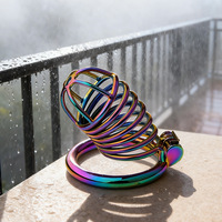 Cage de chasteté en métal colorée, étanche, de haute qualité, dispositif de retenue pour le pénis d'un homme, robuste et durable