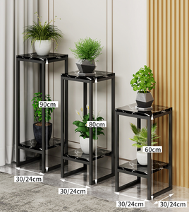 Étagère à plantes vertes et à fleurs en bois et métal de style moderne et luxueux pour l'intérieur, le salon, le balcon, à plusieurs niveaux, sur pied - Product Image 6