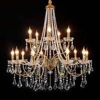 Lustre français pour salon, lampe en cristal en forme de bougie de style européen, lustre double couche pour villa de style européen