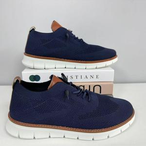 Baskets bleues en maille respirante à lacets, bout rond, doublure en maille respirante, semelle extérieure en caoutchouc, semelle intermédiaire en EVA, toutes saisons, chaussures pour hommes - Product Image 1