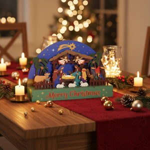 Christmas DIY Wooden Christian Jesus Puzzle Nativity Scene Religious Craft Indoor Home Room Decoration Gift for Adults Kids