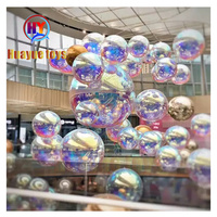 Décoration d'événement géante Sphère flottante en PVC Ballon miroir irisé argenté Disco Boule miroir gonflable brillante