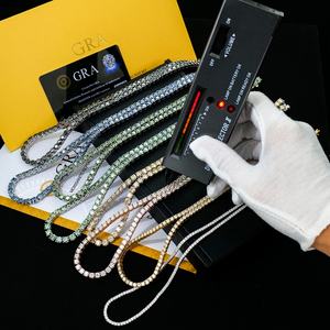 Collar de Tenis con Moissanita de Color, Plata de Ley 925, VVS, Pasa la Prueba del Diamante, Joyería Hip Hop, Estilo Misterioso para Hombre - Product Image 5