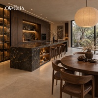 OPPOLIA Ensemble de cuisine haut de gamme en bois grainé pour projet de maison, mobilier de cuisine moderne complet pour toute la maison, armoires de cuisine haut de gamme E0 CE