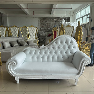 Nouveau canapé en velours blanc pour événements de mariage Décoration de scène Canapé double siège pour les mariés - Product Image 6