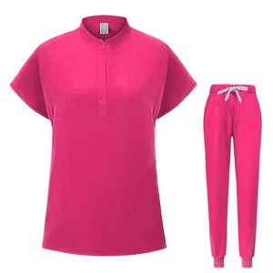 Women Medical Uniform Set Knitted Moisture Wicking Elastic Collar Hospital Work <b>Clothes</b> S XXL - Product Image 2