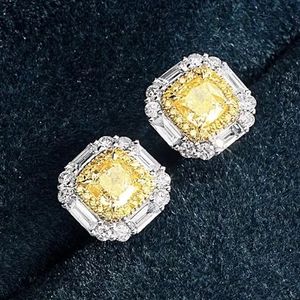 Xinfly Luxury 1.0ct Fancy Yellow and 0.65ct White Diamond <b>Stud</b> Earrings 18K Pure Gold Fine Jewelry Gift - Product Image 1
