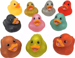 Pato de goma con purpurina de 6 Cm de alta calidad, juguete para apretar para bebés, baño para niños, juego de agua para nadar, juguete pequeño flotante - Product Image 3