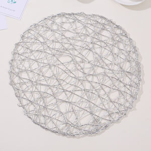 Tovaglietta Rotonda in Carta Traforata Tabletex 38cm, Tovaglietta Glitterata Gialla Intrecciata - Product Image 3