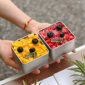 Boîte à gâteau carrée en fer blanc, boîte en fer blanc pour tiramisu, gâteau aux couches de lait de soja, <span class=keywords><strong>mini</strong></span> pâtisseries et desserts, emballage jetable à emporter - Product Image 2