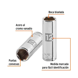 Juego de Llaves de Tubo de 6 Puntas, 12 mm de Largo, con Enchufe de 1/4 de Pulgada, Marca TRUPER - Product Image 2