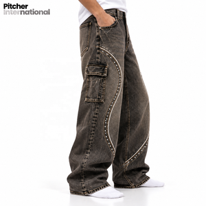 Wholesale <b>mens</b> streetwear denim pants Custom <b>mens</b> streetwear denim pants Streetwear <b>jeans</b> Heavyweight Cotton - Product Image 3