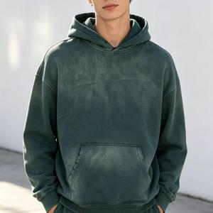 Felpa con Cappuccio Corta in Cotone Lusso Personalizzata Oversize Invernale da Uomo con Stampa Pigmentata Moda Invernale - Product Image 3
