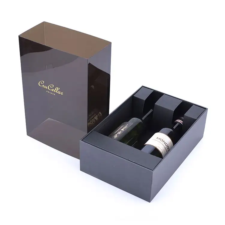 Carton d'emballage personnalisé de luxe Boîtes simples pliantes en bouteille de vin Boîte à vin en carton à fermeture magnétique pour l'emballage
