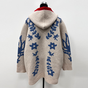 Manteau personnalisé de style nordique à fermeture éclair Y2K grande taille pour femmes <span class=keywords><strong>pull</strong></span> cardigan surdimensionné à motif de feuilles de créateur pour femmes - Product Image 2