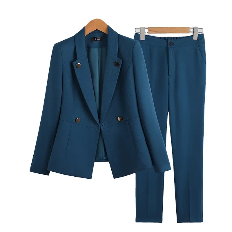 Conjunto de chaqueta y pantalones de alta calidad para mujer, traje profesional Formal de oficina, dos piezas