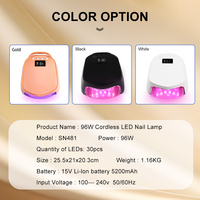 Lampe UV Gel Lampe à ongles sans fil Lampe LED rechargeable en acrylique avec 4 modes de minuterie