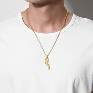 Changda 925 gioielli in <span class=keywords><strong>argento</strong></span> placcato oro 18k oro italiano <span class=keywords><strong>corno</strong></span> <span class=keywords><strong>collana</strong></span> vermeil per gli uomini - Product Image 4