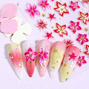 Pegatinas 5D en relieve para <span class=keywords><strong>uñas</strong></span> estilo Ins, diseño de <span class=keywords><strong>flores</strong></span> <span class=keywords><strong>hawaianas</strong></span>, <span class=keywords><strong>flores</strong></span> de hielo y estrellas de mar para primavera y verano - Product Image 3
