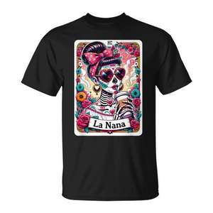 Camiseta Mexicana con Diseño de Esqueleto de Mamá Latina, Día de Muertos, La Nana - Product Image 1