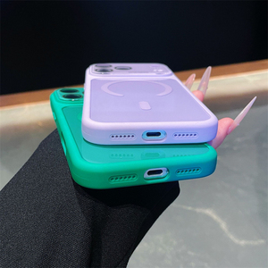 เคสโทรศัพท์แม่เหล็กป้องกันเลนส์คริสตัลสีสันสดใสสำหรับ iPhone 18 17 16 15 14 Pro Max  วัสดุซิลิโคนเหลวกันกระแทก - Product Image 6