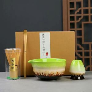Wholesale Japandi Style Matcha Gift Set Bamboo Whisk Ceramic Eco-Friendly Matcha Bowls Tea Whisk Set Traditional Bowl Holder - Product Image 1