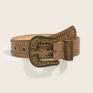 Vintage cuero de moda de gama alta Unisex fábrica al por mayor barato Dia Rhinestone cristal tachonado cinturón con hebilla - Product Image 3