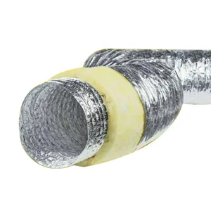 6米标准长度玻璃纤维布铝隔热柔性管道24英寸柔性管道
