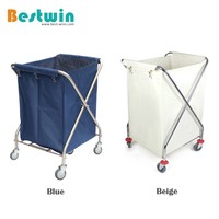 Chariot de blanchisserie pliable multifonctionnel en nylon et acier, forme en X, durable, pour fournitures hôtelières et hospitalières