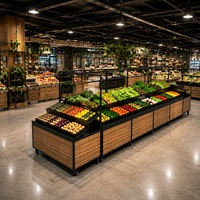 Expositor Móvil Tipo Isla con Ruedas y Espacio de Almacenamiento para Supermercados, Tiendas de Comestibles y Minoristas